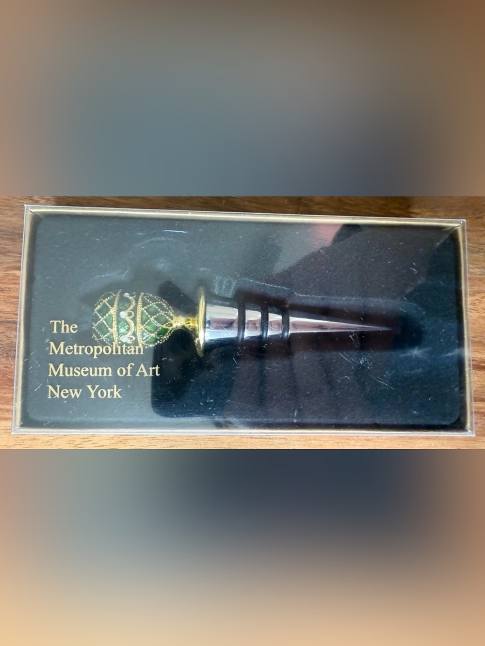 Metropolitan Museum of Art MMA Faberge Green Enamel Egg Wine Bottle Stopper New